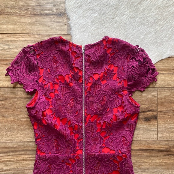 Just me Ruffle Sleeve floral Lace Sheath Dress - Picture 9 of 9